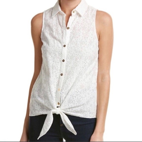 NWT Trina Turk Amantha Sleeveless Eyelet Top Size Medium - Picture 1 of 6